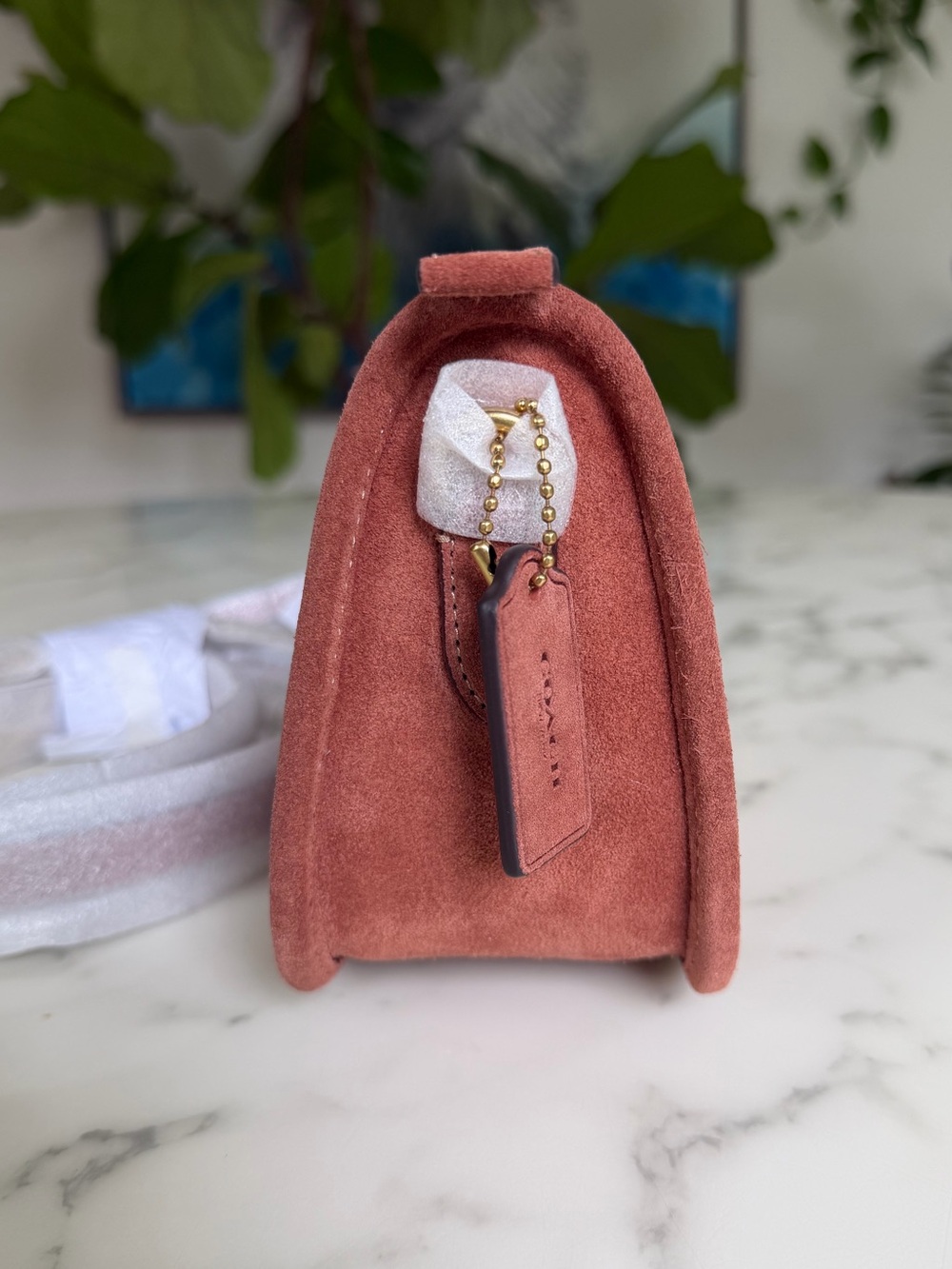 NWT Coach Waverly Bag Brass / Clay Suede Crossbody Shoulder Bag CDD78 - Picture 4 of 14